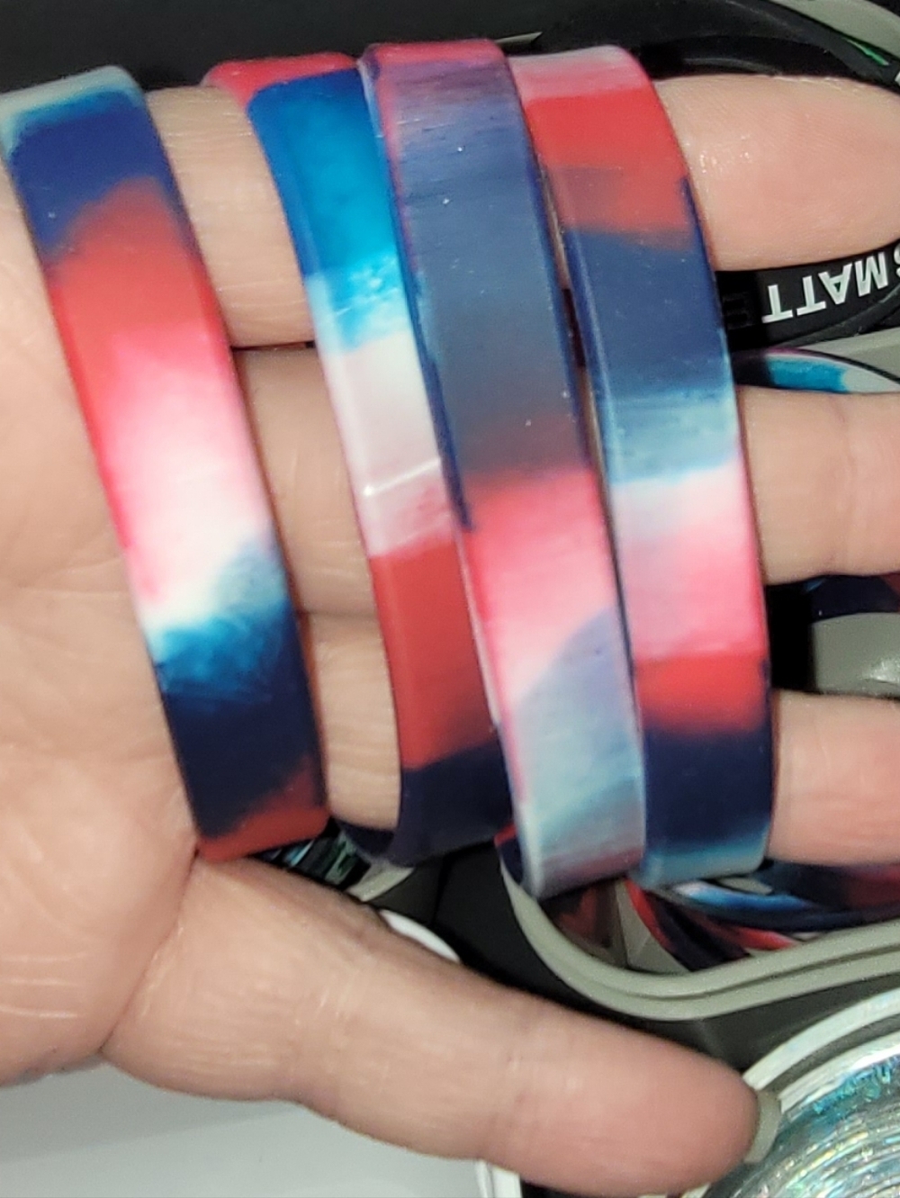 Tie-Dye Wristbands - Red, Blue & White